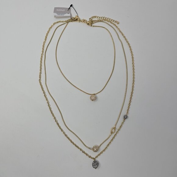Chico’s Gold Tone Convertible 3 Strand Crystal Ball Layered Statement Necklace - Picture 6 of 15